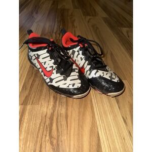 Nike Cleats Youth 4Y 4 Black Red Lace Up AR0997-061 Hyper Diamond Fastflex Soft